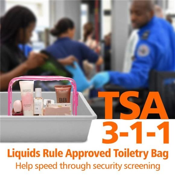 Clear Makeup Bag Zipper 3 Pack Beauty Clear Cosmetic Bag TSA Approved Toiletry - Picture 5 of 5